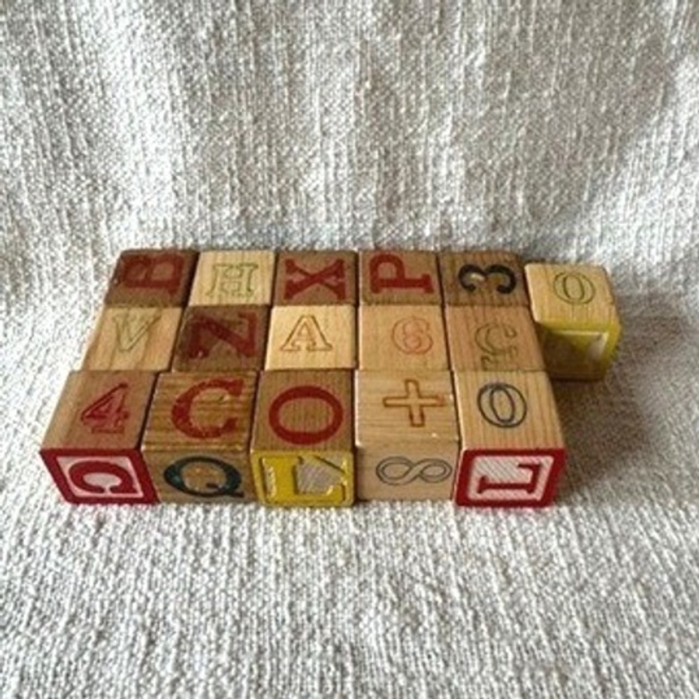 Vintage Wooden Alphabet‎ Letter Blocks Set Educational Toy ABC 123 - Picture 3 of 3